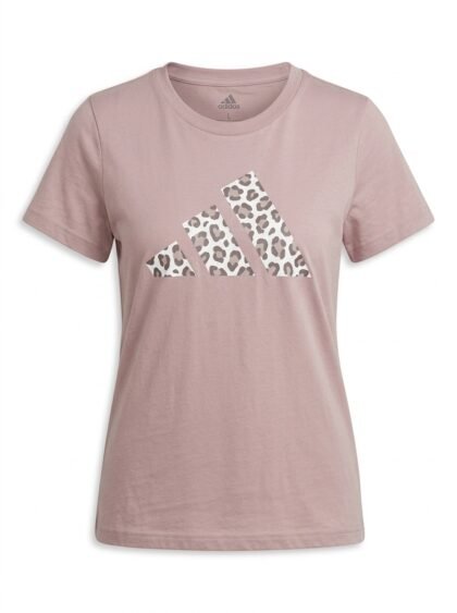 Franela Camiseta Adidas Animal Print Logo - Malva / Rosa Ceniza (Mauve) - Talla L para Mujer