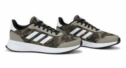 Zapatos Deportivos de Running Adidas Runfalcon 6 J - Camuflaje Verde y Negro con Franjas Blancas (KI0046) - Talla US 4 (EUR 36)