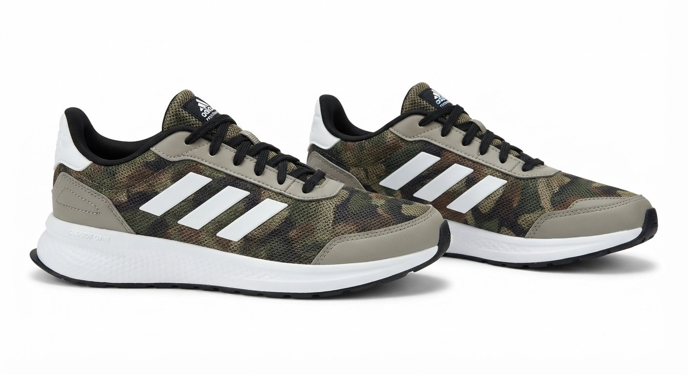 Zapatos Deportivos de Running Adidas Runfalcon 6 J - Camuflaje Verde y Negro con Franjas Blancas (KI0046) - Talla US 4 (EUR 36)