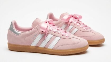 Zapatos Casuales Adidas Originals Samba OG J en Gamuza - Rosa Claro y Blanco (KJ2354) - Talla US 6