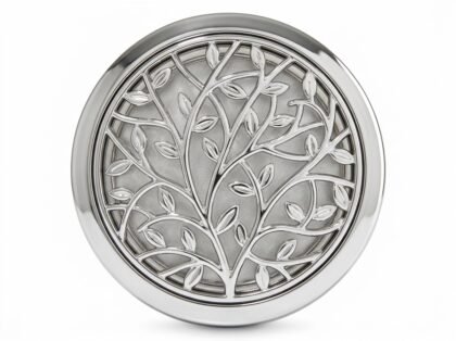Porta Fragancia para Auto Bath & Body Works Scentportable - Redondo Plateado Ramas y Hojas