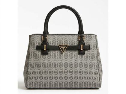 Cartera Tote Estructurada Guess Estampado Monograma G - Gris y Negro