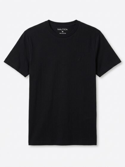 Camiseta Clásica Manga Corta 100% Algodón para Hombre Nautica (V41100) - Negro (True Black) - Talla M