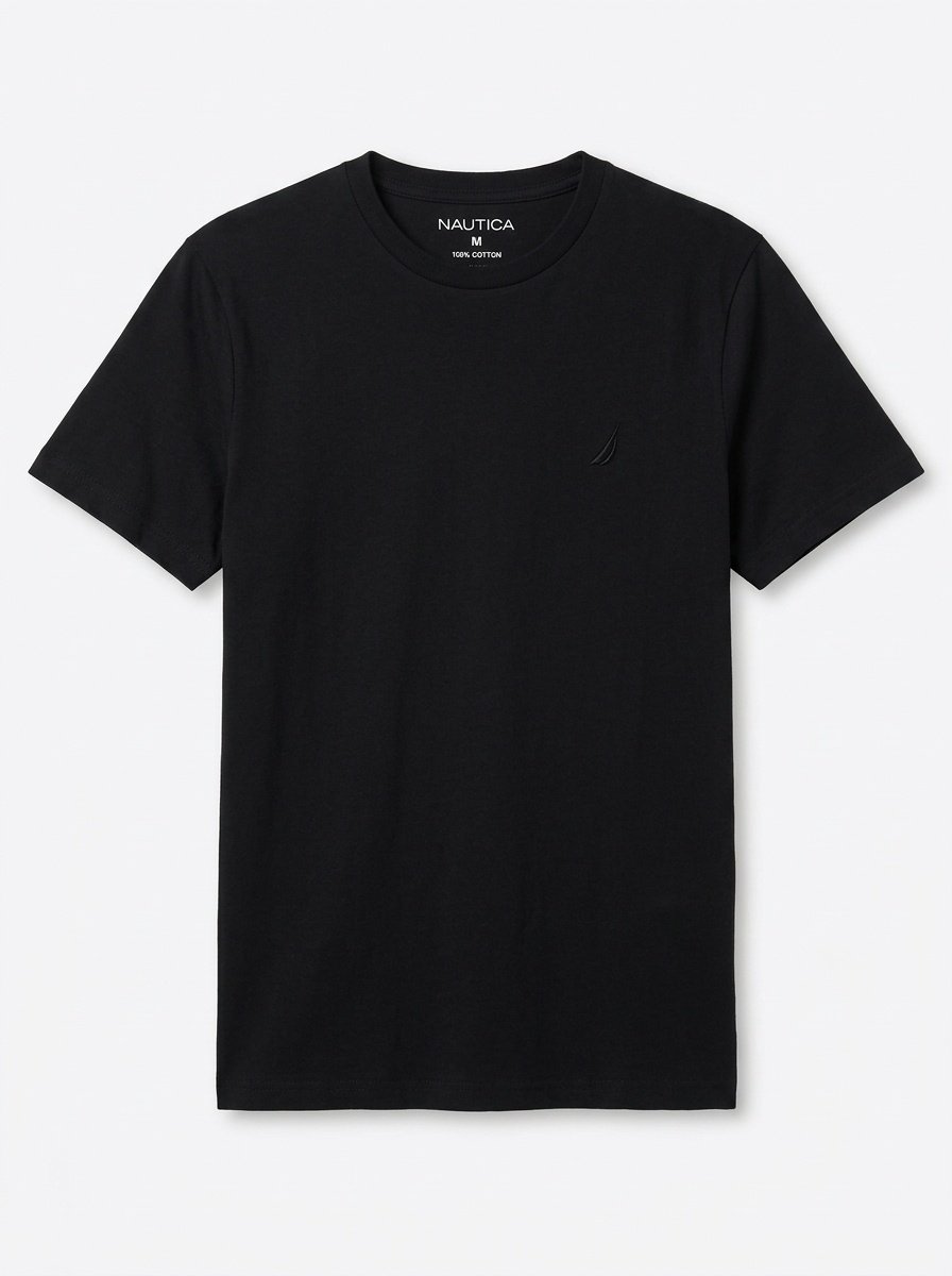 Camiseta Clásica Manga Corta 100% Algodón para Hombre Nautica (V41100) - Negro (True Black) - Talla M