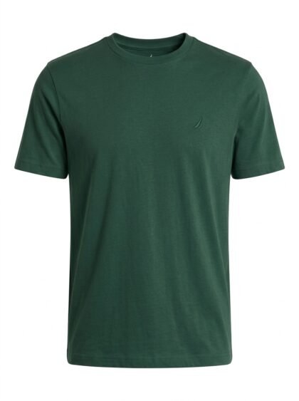 Franela Camiseta Nautica 100% Algodón - Verde Bosque Oscuro (Forest Green) - Talla M para Hombre