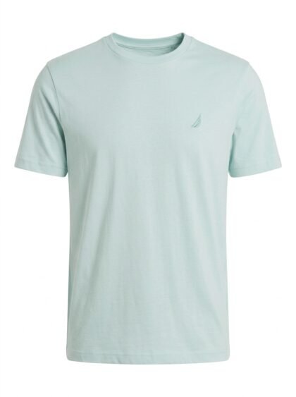 Franela Camiseta Nautica 100% Algodón - Azul Agua / Verde Menta Claro (Harbor Mist) - Talla M para Hombre
