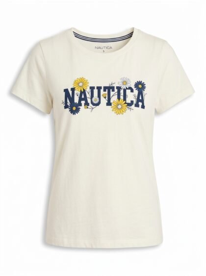 Franela Camiseta Nautica Classic Tee Floral Margaritas - Blanco Natural (Natural) - Talla S para Mujer