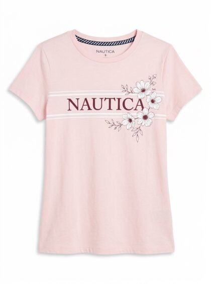 Franela Camiseta Nautica Classic Tee Floral - Rosa Pastel (Bahama Pink) - Talla S para Mujer