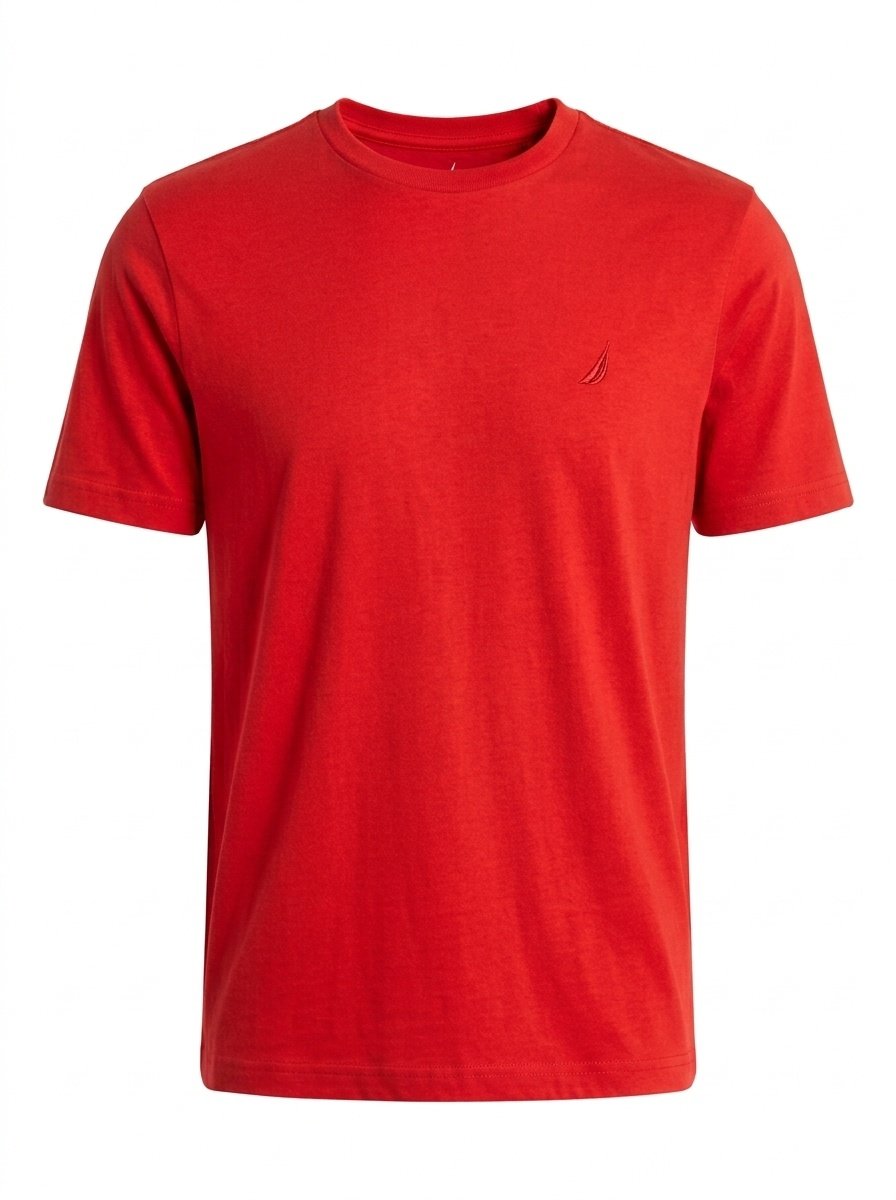 Franela Camiseta Nautica 100% Algodón - Rojo Intenso (Spinnaker Red) - Talla XL para Hombre