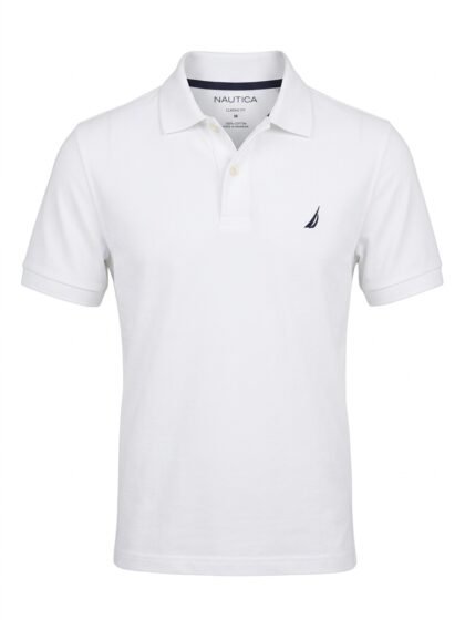 Polo Nautica Classic Fit Algodón Piqué Blanco Bright White Talla M