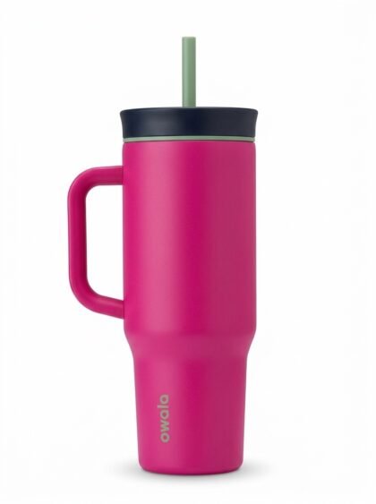 Vaso Térmico Owala Tumbler de Acero Inoxidable con Pitillo - Fucsia Intenso y Verde Salvia - 24 oz