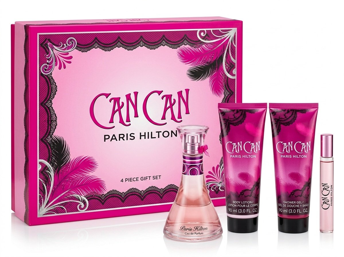 Set de Regalo Paris Hilton Can Can - Eau de Parfum 3.4 oz (4 Piezas) para Mujer