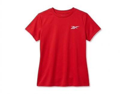 Camiseta Deportiva Manga Corta para Mujer Reebok - Rojo con Logo Vector Blanco - Talla S