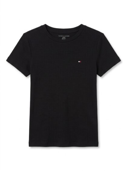 Camiseta Tommy Hilfiger Tejido Acanalado Cuello Redondo Negro Talla XS