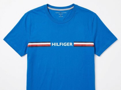 Camiseta Tommy Hilfiger Regular Fit Franja Hilfiger Azul Rey Talla XL