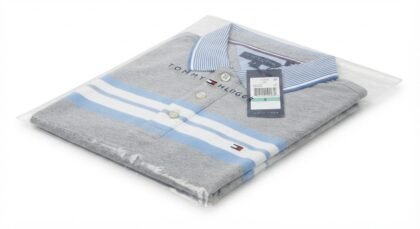 Chemise Polo Casual para Hombre Tommy Hilfiger - Gris Jaspeado con Franjas Blancas y Celestes (XM07642) - Talla S