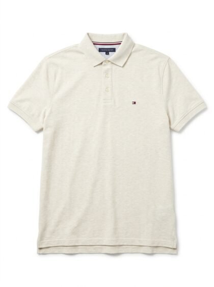 Chemise Polo Tommy Hilfiger Slim Fit Stretch - Blanco Marfil Jaspeado - Talla XXL para Hombre