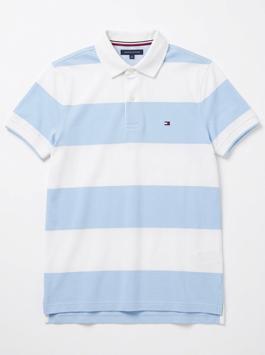 Chemise Polo Tommy Hilfiger Rayas Azul Celeste y Blanco - Talla M para Hombre