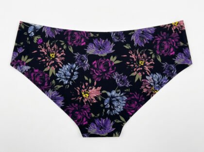 Panty Victoria's Secret Sin Costuras Estampado Floral Negro y Morado Talla M