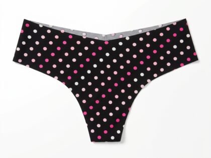 Panty Hilo Invisible sin Costuras Victoria's Secret - Negro con Lunares Rosas y Blancos (7PFZ) - Talla S