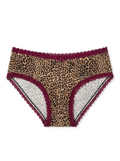 Panty Victoria's Secret Animal Print Leopardo con Encaje Vino Talla L